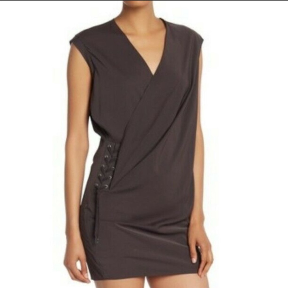 All Saints Woman’s Black Silky Faux Wrap Dress